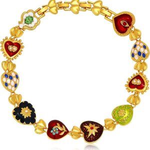 Gold Chunky Necklace Women Vintage Heart Pendant Statement Jewelry Gift
